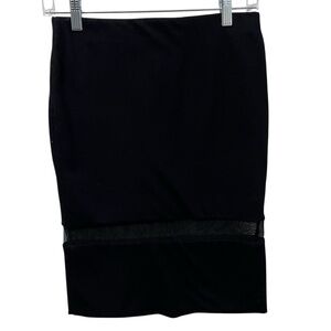 ZARA BLACK PENCIL SKIRT WITH SHEER MESH STRIPE SIZE MEDIUM